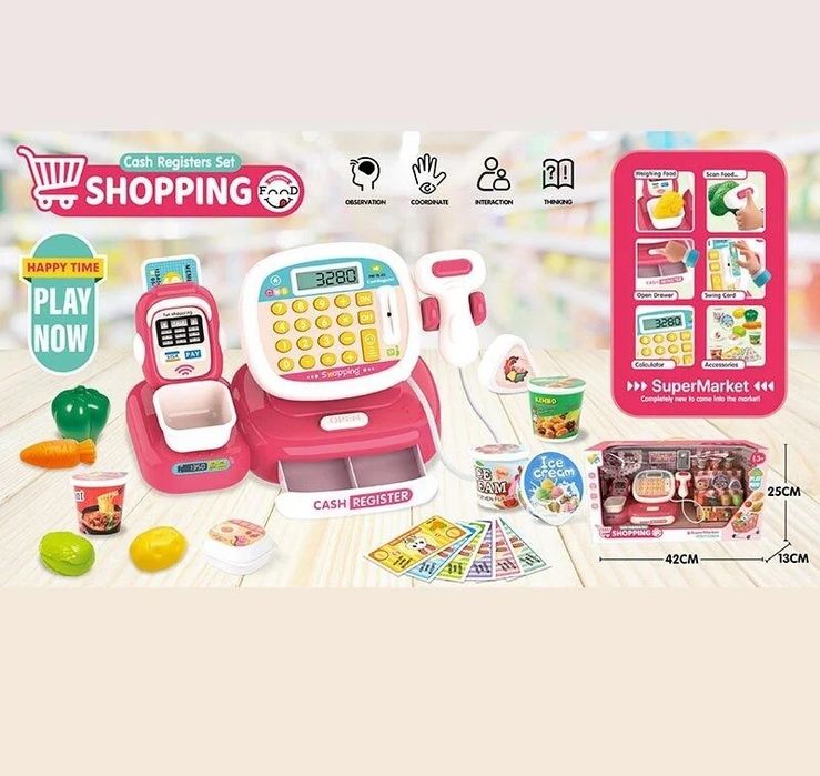 Касовий апарат дитячий, касова лента,ваги,сканер, калькулятор,каса