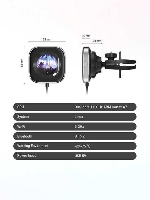 Бездротовий адаптер Ottocast CarPlay Clip with Visual Smart Screen