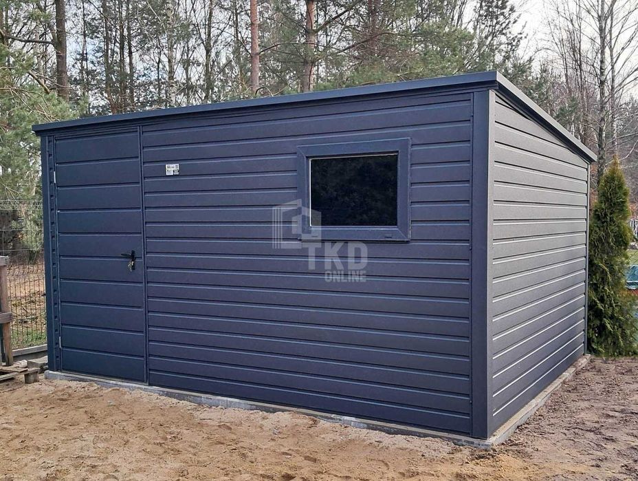 Schowek domek ogrodowy 3,5x2,5m - Drzwi okno  dach spad w tył TKD252