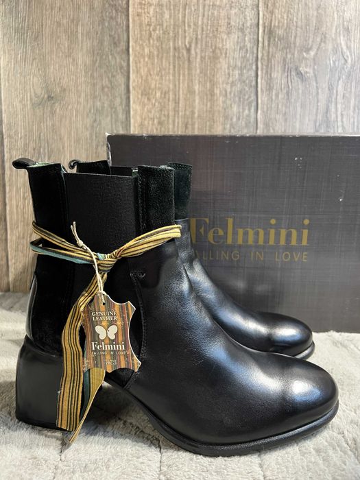 Buty damskie czarne skórzane botki Flemini 40