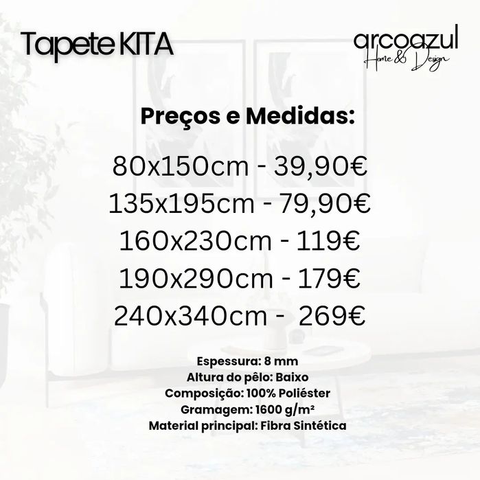 Tapete Kita - Várias medidas - 135x195cm By Arcoazul