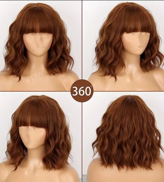 Peruka brąz włosy falowane