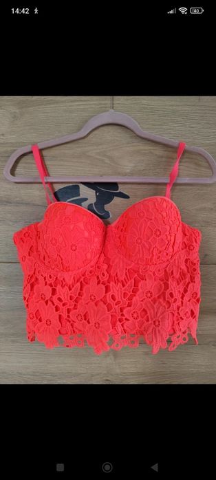 Gorset damski neon koronka