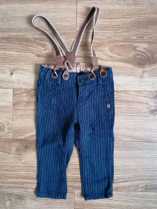 Eleganckie spodnie z szelkami H&M rozmiar 68