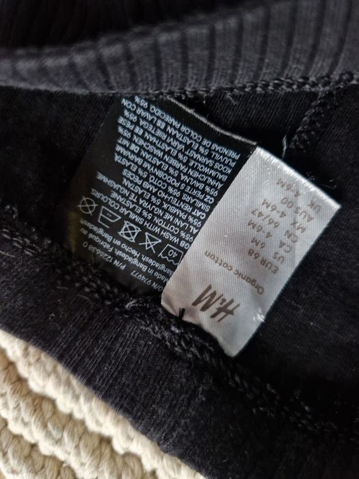 Czarna prazkowane legginsy z bawełny H&M