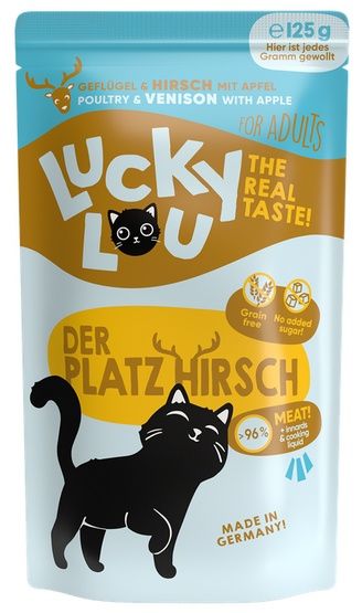 Karma dla kota bez zbóż, cukru i GMO - Lucky Lou DRÓB i JELEŃ 125g