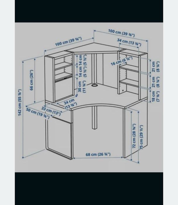 Biurko narożne Ikea białe
