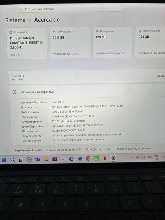 DELL XPS 13 9310 TOPO GAMA - i7-1195G7 / 32GB / 1TB / Touch - Impecável
