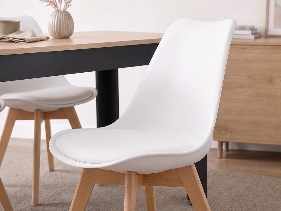 NOWY Stół z 4 Krzesłami z Poduszką Loft 120x60 Biały Dąb Sonoma Dąb Postarzany Krzesła Skandynawskie Białe Szare Czarne Kuchnia Jadalnia FAKTURA!