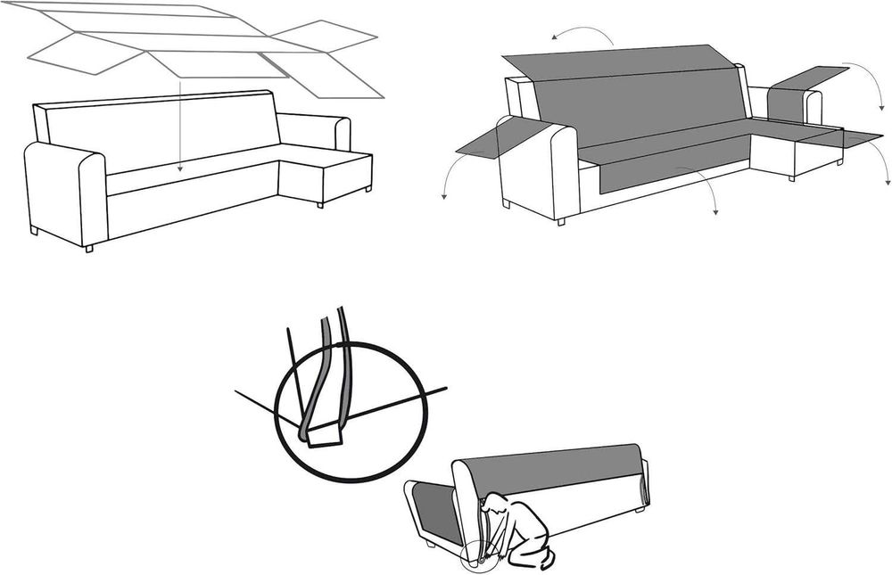 Pokrowiec na narożnik prawe ramię Textil-Home Adele 240 cm brązowy