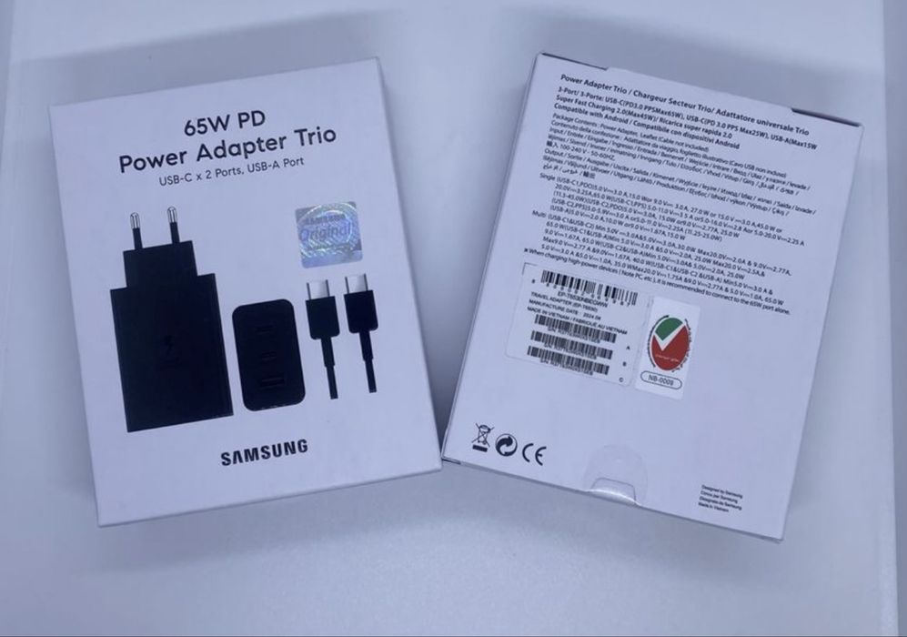 Комплект зарядки Samsung 65W Блок + Кабель Туре-С to Type-С 5А