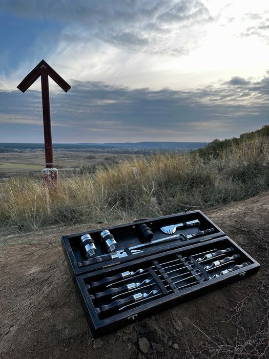 Шампура, нож, топор, туристический набор, для пикника, подарок мужчине