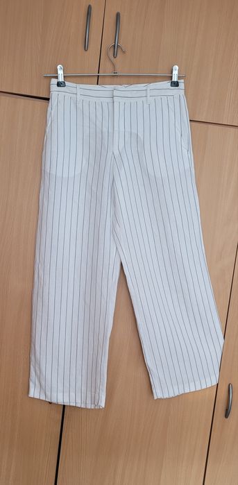 Białe, bawełniane szerokie spodnie In Wear