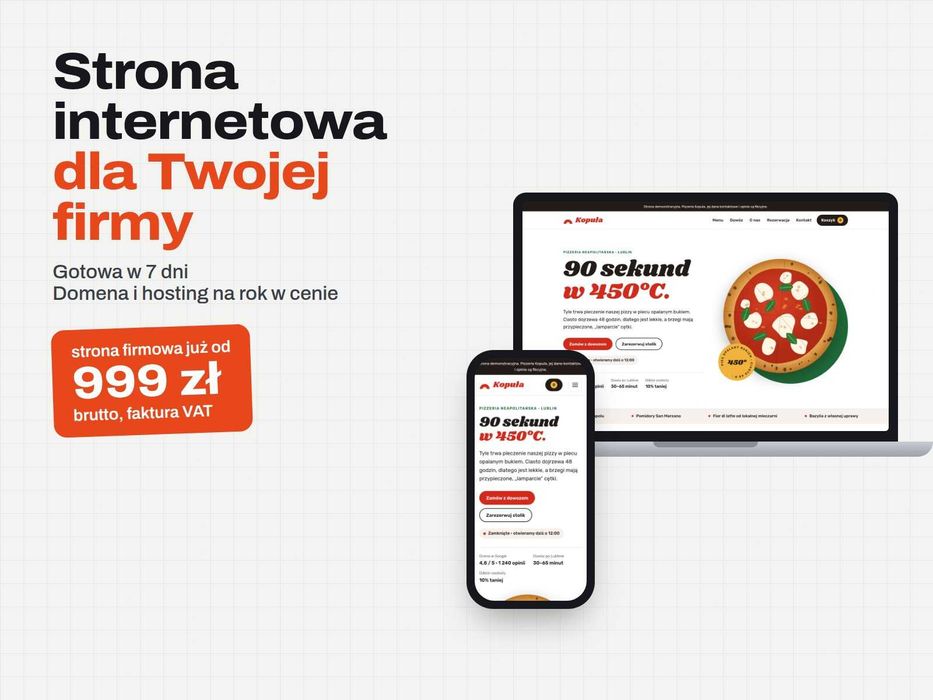 Strony internetowe dla firm. Gotowa w 7 dni, od 999 zł z hostingiem