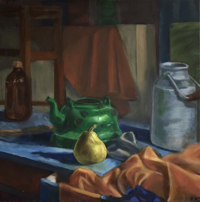 Obraz olejny "Czajniczek" 50x50cm