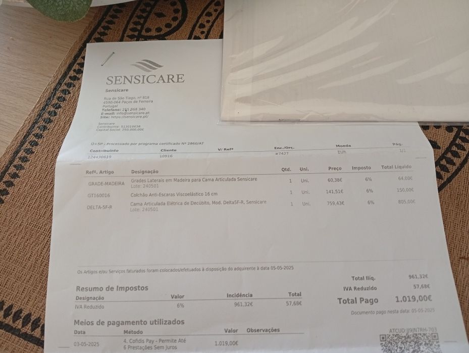 Cama articulada elétrica de decúbito