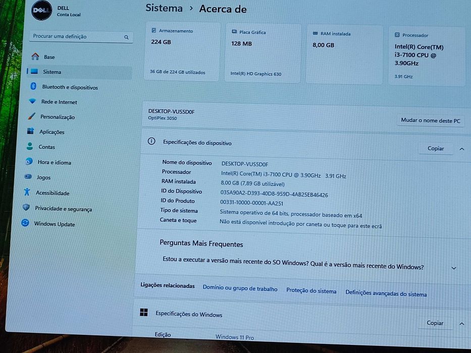 DELL i3-7100 8GB SSD 240GB HDMI