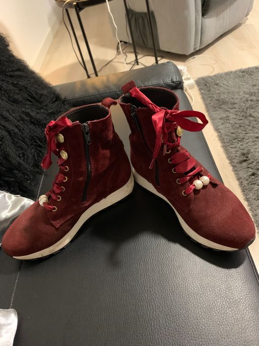 Botas bordeux de camurça