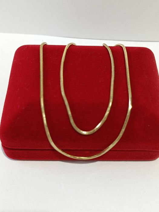 Złoty łańcuszek splot żyłka dł.50cm, złoto próby 585