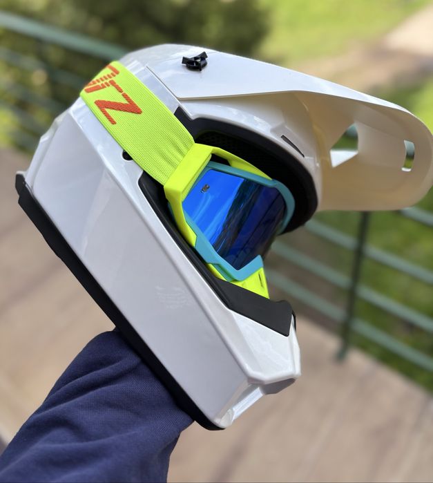 Ендуро кросовий шолом ORZ, Fox на мотоцикл шлем білий із окулярами DOT