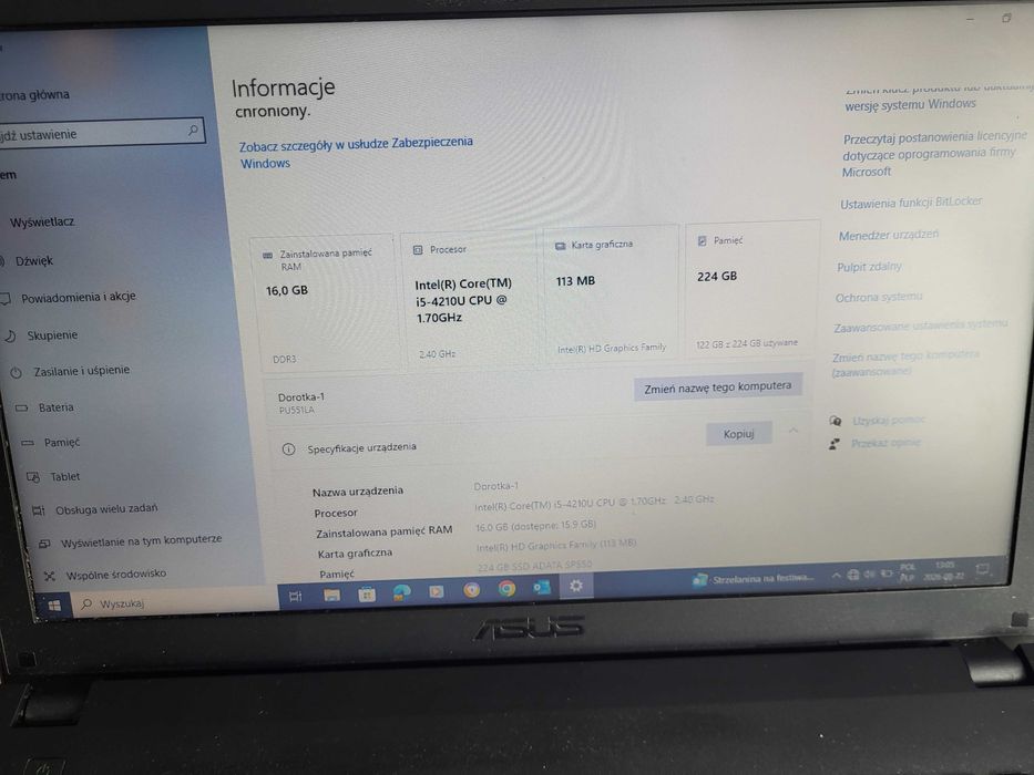 ASUS pro PU551LA-X0413G-16 I5-4210U/16GB/240SSD/WIN7P + WIN8P