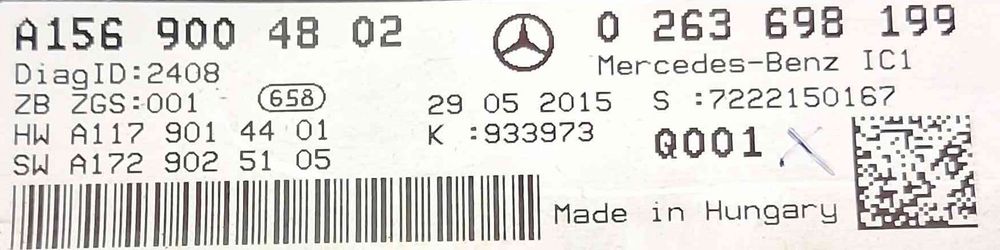 Quadrante / Painel de Instrumentos A1569004802 - MERCEDES-BENZ GLA-CLASS