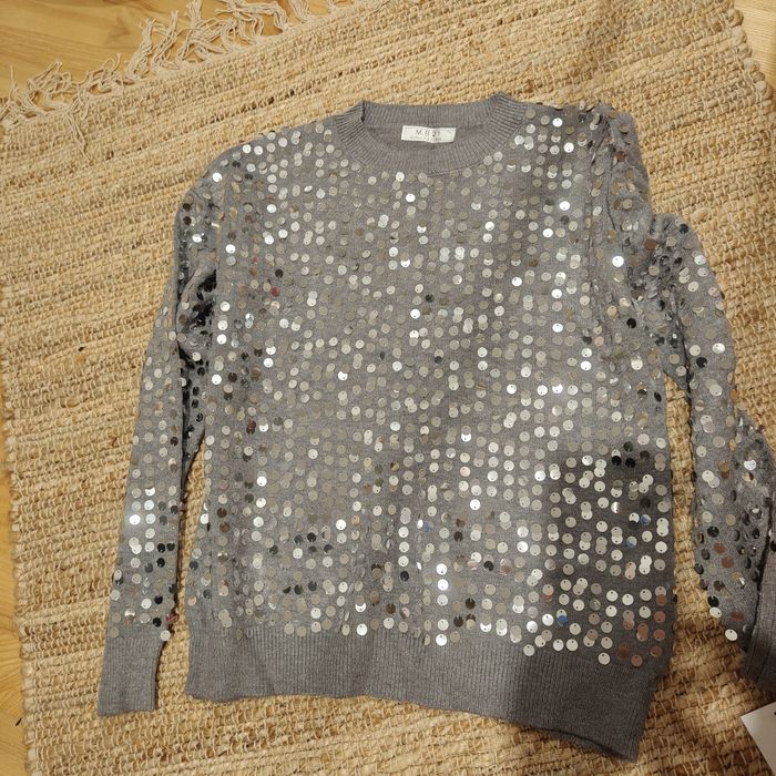 Sweter sweterek srebrny szary cekiny błyszczący nowy