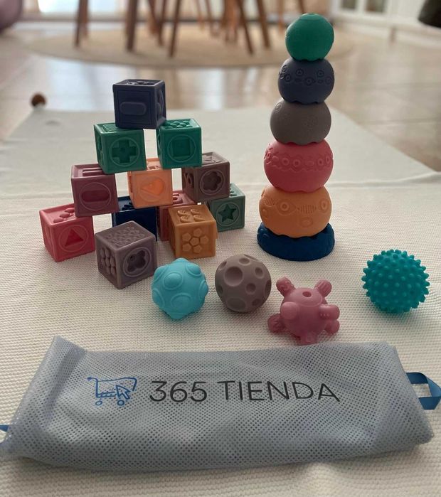 Lote 22 Peças Brinquedos Sensoriais em Silicone p/ Bebé | Estimulação e Sensações