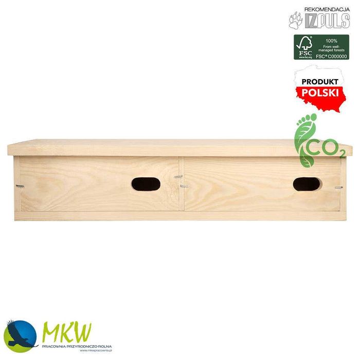 Caixa-ninho para aves modelo andorinhão-comum clássico duplo de fachada MKW