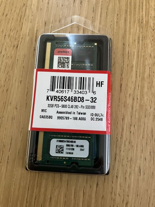 Kingston 32GB DDR5 5600 (SODIMM) (запакована)