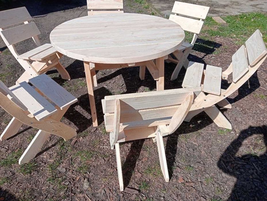 Meble ogrodowe duże, stół okrągły, 6 krzeseł, promocja !!! Od ręki!!!
