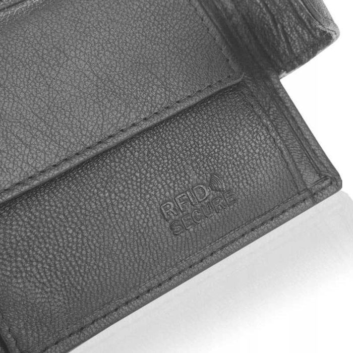 BETLEWSKI Portfel Męski Skórzany Na Prezent Szary RFID Pudełko Logo
