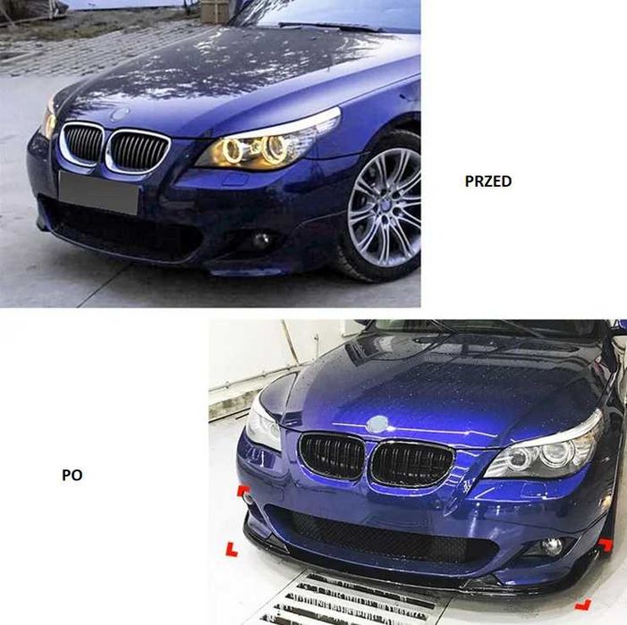 DOKŁADKA ZDERZAKA DLA BMW E60 E61 2003/2010 czarny połysk m pakiet