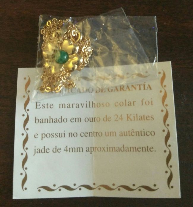 Conjunto Banhado Ouro (Alfinete + Brincos + Colar + Anel)