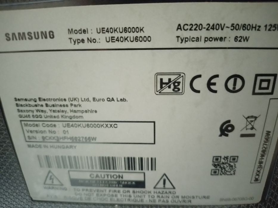 Smart tv samsung ue40ku6000