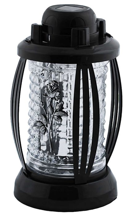 Znicz Solarny LED z Czujnikiem Zmierzchu, Lampa Solarna Srebrna Róża