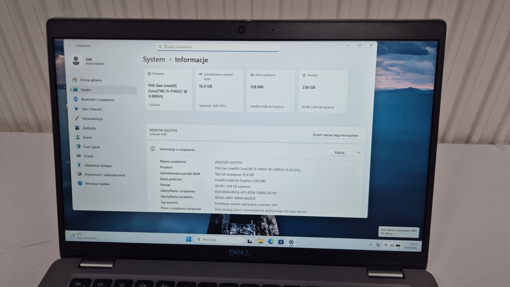 DELL Latitude 5420 14FHD/i5-1145G7/16GB/Iris/256SSD/WIN11