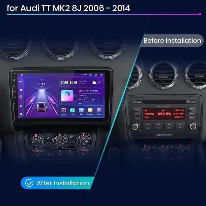 Audi TT MK2 8J 2006–2014 – Radio Android 15 9” CarPlay Android Auto 8GB/256GB GPS Nawigacja Stacja Multimedialna WiFi Bluetooth DSP 4G LTE PL