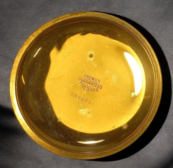 Relógio de bolso, banhado a ouro de 1912-1913.