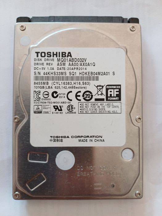 Discos Rígidos Hitachi 320Gb / Toshiba 320Gb (SATA 2.5'' 5.400 r.p.m.)
