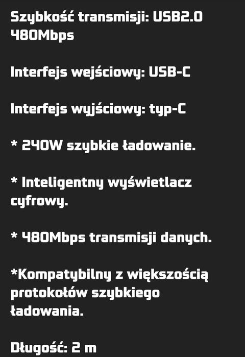 Przewód usb c  -  usb c
