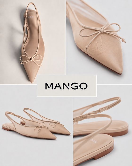 Нові балетки Mango 38 р., бежеві, з бантиком