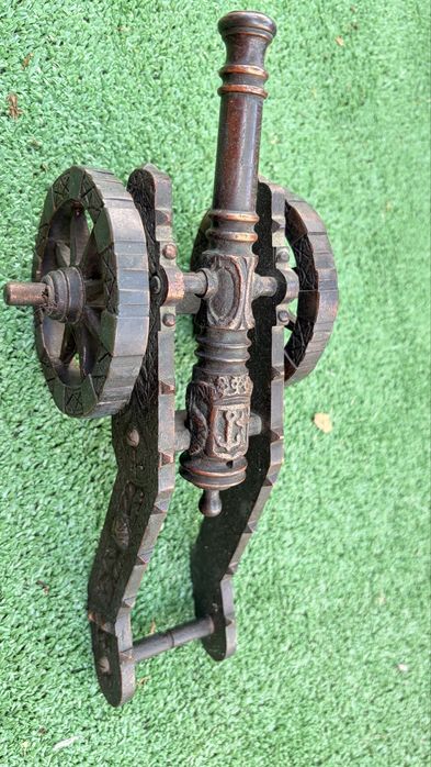 Canhão Antigo Decorativo Ferro Fundido Miniatura Militar Coleção