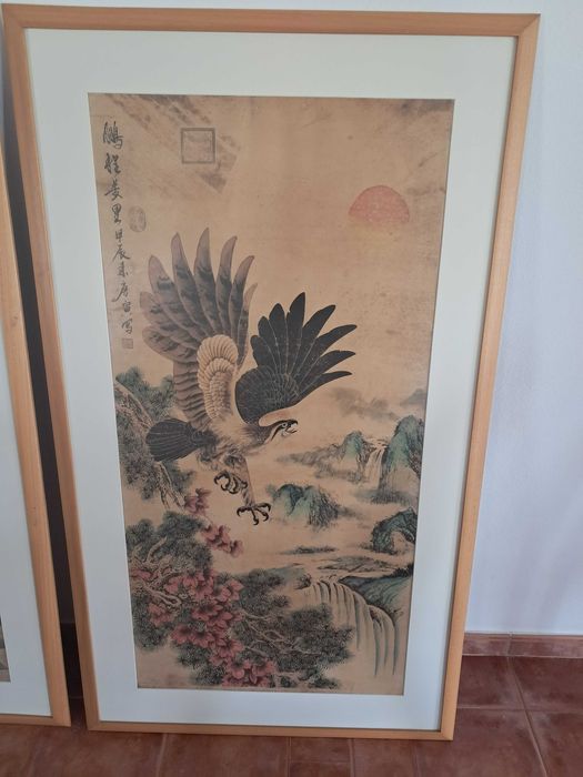 Cartaz XL emoldurado estilo asiático 155 cm x 90 cm