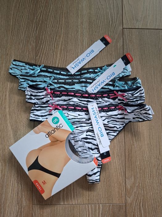 4x Stringi damskie Atlantic, rozmiar M, bawełna