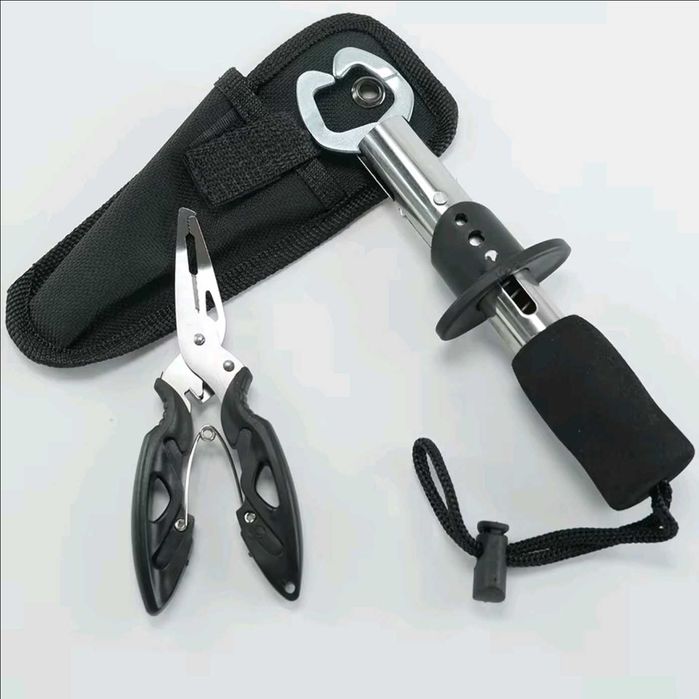 Zestaw wędkarski szczypce i chwytak do ryb stal nierdzewna