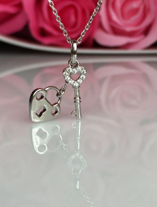 Срібний ланцюжок Xenox, ключик+ замок, цирконій, Австрія