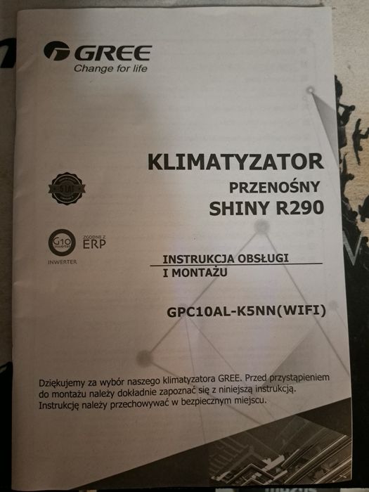 Sprzedam klimatyzator przenośny model SHINY R290 GREE GPC10AL-K5NNA1 ...