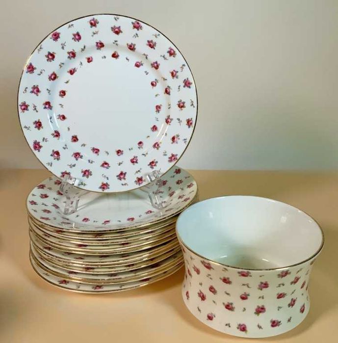 Conjunto de Chá Crown Devon - Rosa