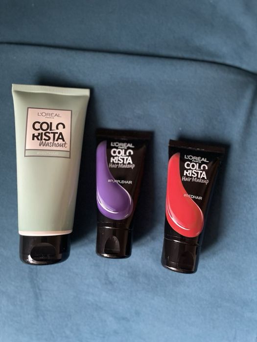 L’oreal Colorista mint, red, purple makeup i washout, falrby do włosów